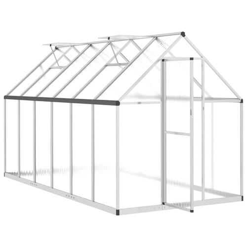 Drivhus med fundamentramme 334x169x195 cm aluminium sølvfarvet