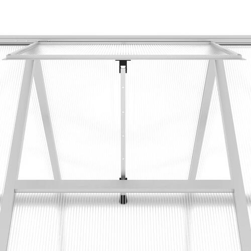 Drivhus med fundamentramme 445x169x195 cm aluminium sølvfarvet