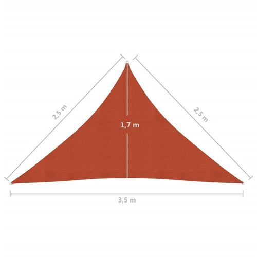 Solsejl 2,5x2,5x3,5 m 160 g/m² HDPE terrakotta