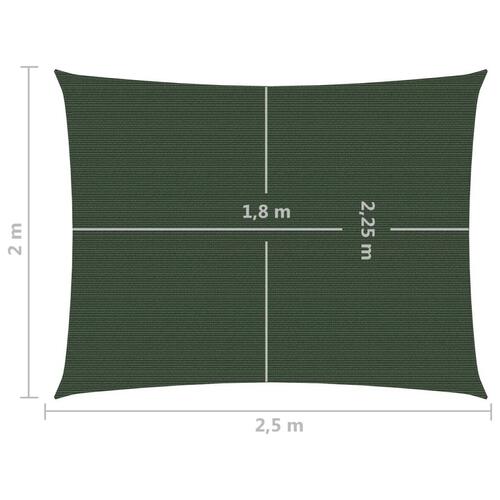 Solsejl 2x2,5 m 160 g/m² HDPE mørkegrøn