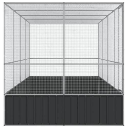 Voliere med udvidelse 418x207x212 cm stål sølvfarvet