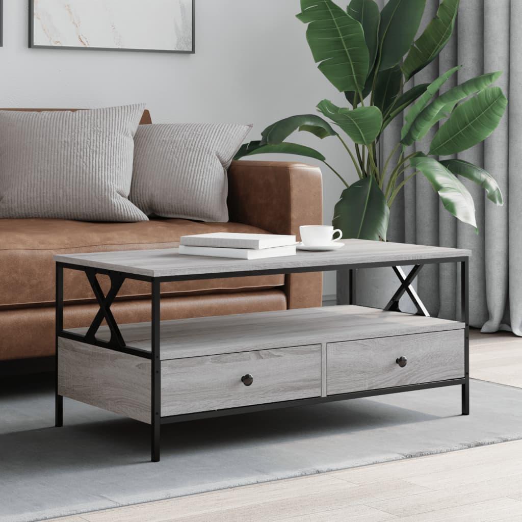 Sofabord 100x51x45 cm konstrueret træ grå sonoma-eg