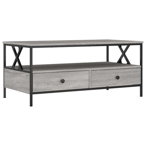 Sofabord 100x51x45 cm konstrueret træ grå sonoma-eg