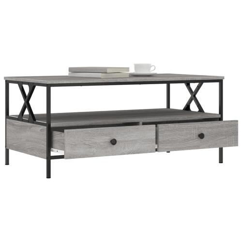Sofabord 100x51x45 cm konstrueret træ grå sonoma-eg