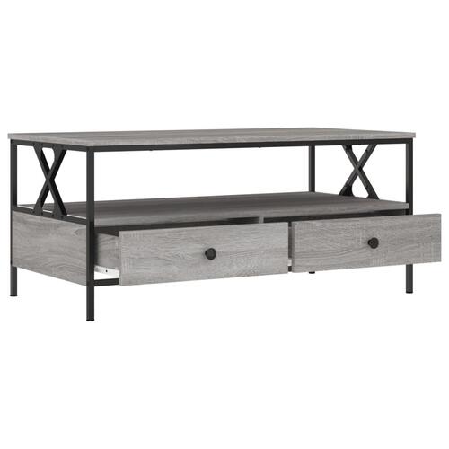 Sofabord 100x51x45 cm konstrueret træ grå sonoma-eg
