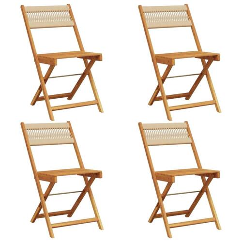 Havestole 4 stk. foldbar massivt akacietræ beige