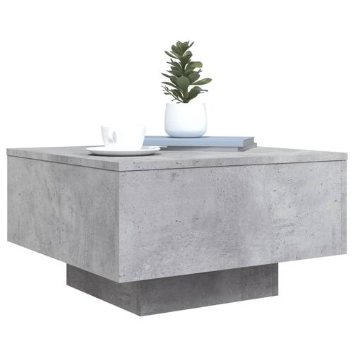 Sofabord med LED-lys 55x55x31 cm betongrå