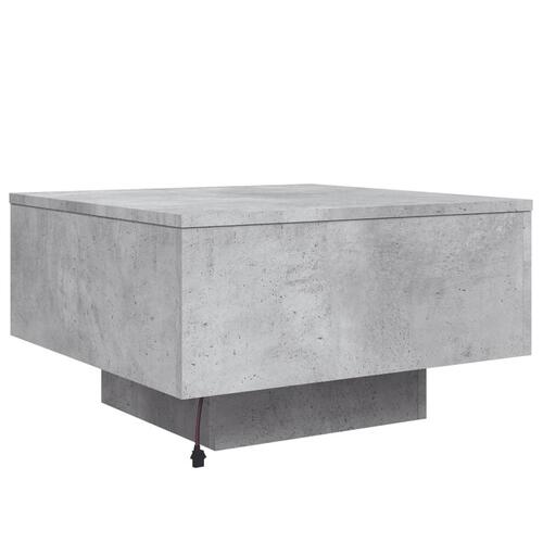 Sofabord med LED-lys 55x55x31 cm betongrå