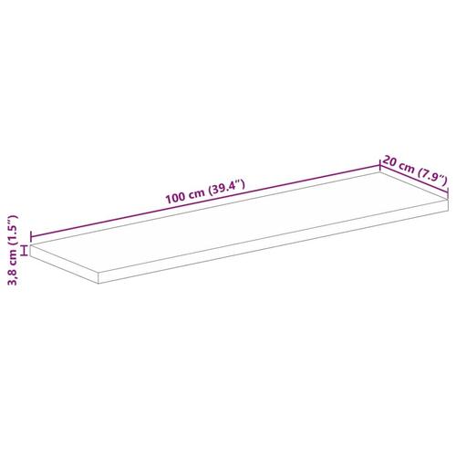 Bordplade 100x20x3,8 cm rektangulær massivt genbrugstræ