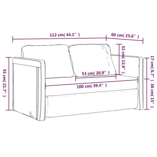 2-i-1 sovesofa 112x174x55 cm stof blå