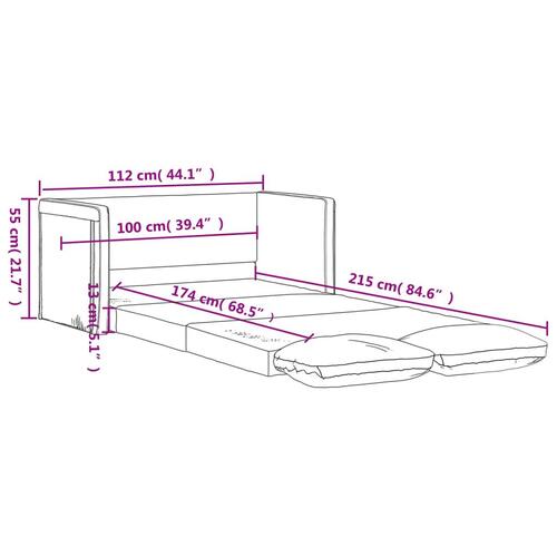 2-i-1 sovesofa 112x174x55 cm stof blå