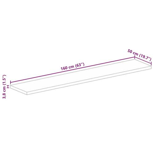Bordplade 160x50x3,8 cm rektangulær massivt genbrugstræ