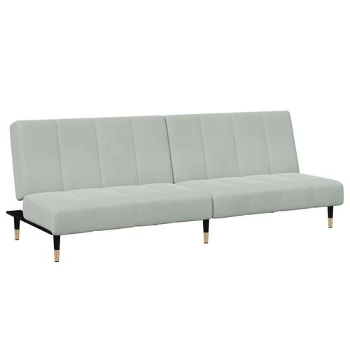 2-personers sovesofa med fodskammel velour lysegrå