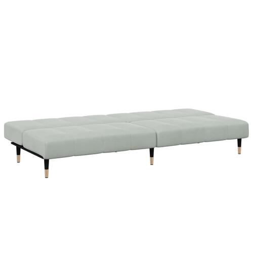 2-personers sovesofa med fodskammel velour lysegrå