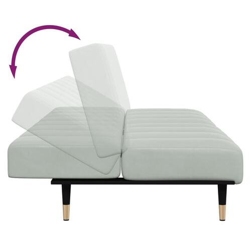 2-personers sovesofa med fodskammel velour lysegrå