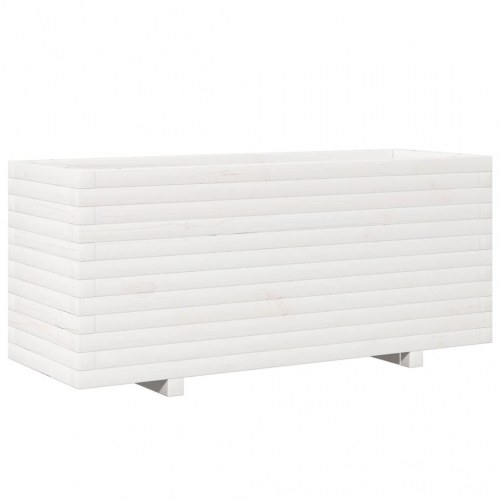 Plantekasse i massivt fyrretræ 110 x 40 x 49,5 cm - hvid