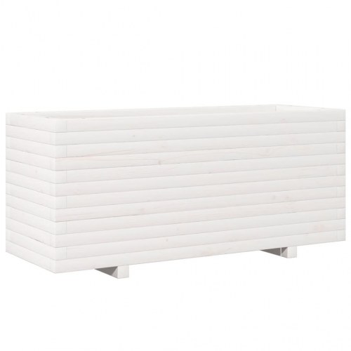 Plantekasse i massivt fyrretræ 110 x 40 x 49,5 cm - hvid