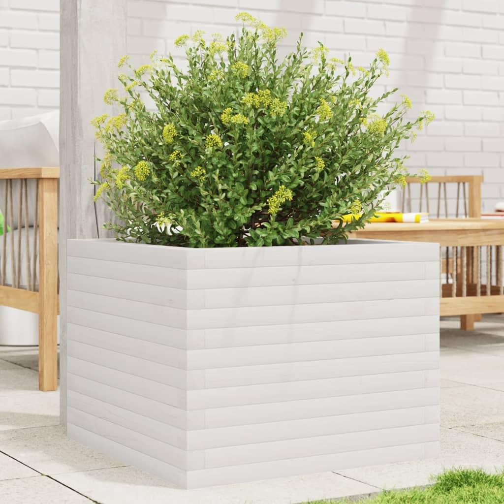 Plantekasse 60x60x45,5 cm massivt fyrretræ hvid