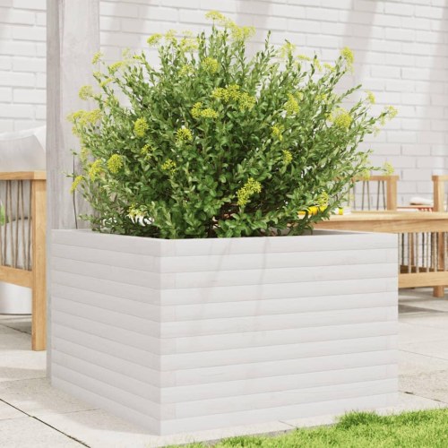 Plantekasse 70x70x45,5 cm massivt fyrretræ hvid