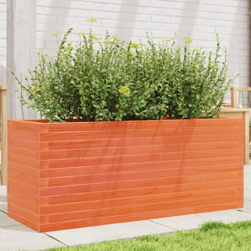 Plantekasse 110x40x45,5 cm massivt fyrretræ gyldenbrun