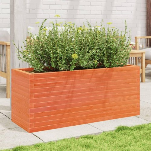 Plantekasse 110x40x45,5 cm massivt fyrretræ gyldenbrun