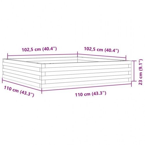 Plantekasse 110×110×23 cm i massivt douglasgran - firkantet blomsterkasse