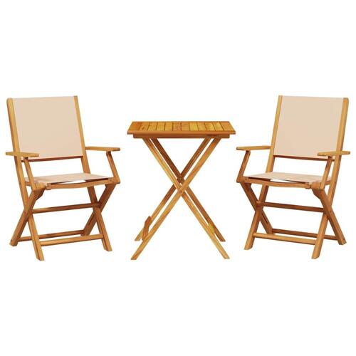 Bistrosæt 3 dele stof og massivt træ beige