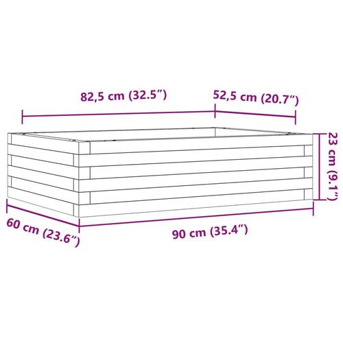 Plantekasse 90x60x23 cm imprægneret fyrretræ