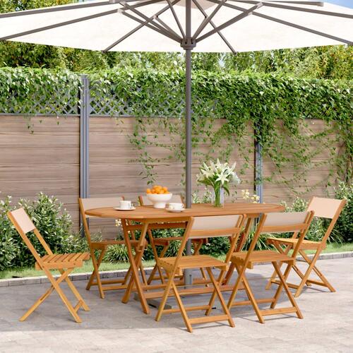 Havestole 6 stk. foldbar stof massivt træ beige
