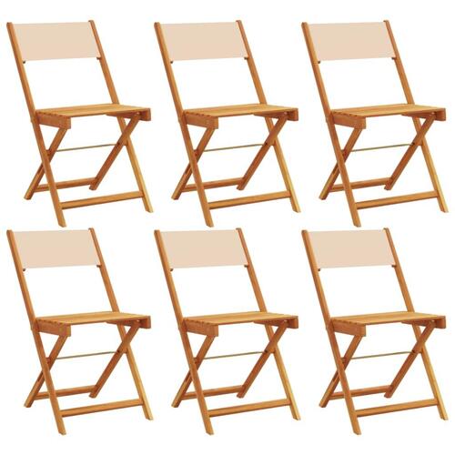 Havestole 6 stk. foldbar stof massivt træ beige
