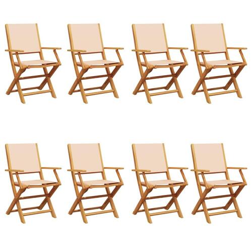 Foldbare havestole 8 stk. stof og massivt træ beige