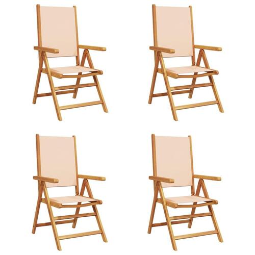 Havestole 4 stk. med lænefunktion stof og massivt træ beige