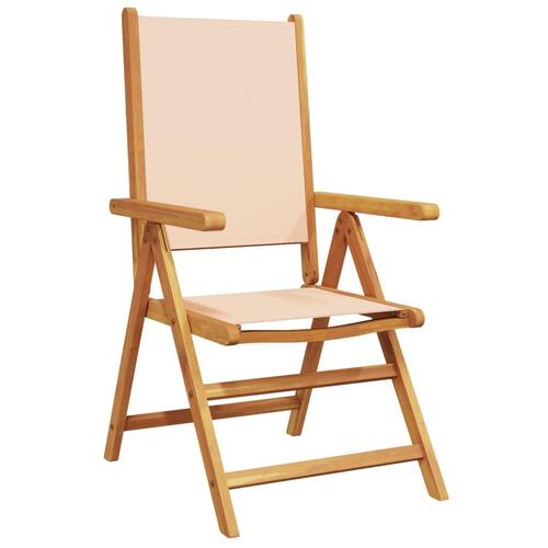 Havestole 4 stk. med lænefunktion stof og massivt træ beige