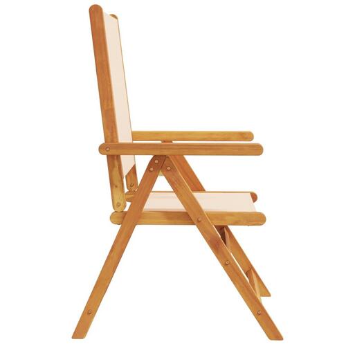 Havestole 4 stk. med lænefunktion stof og massivt træ beige