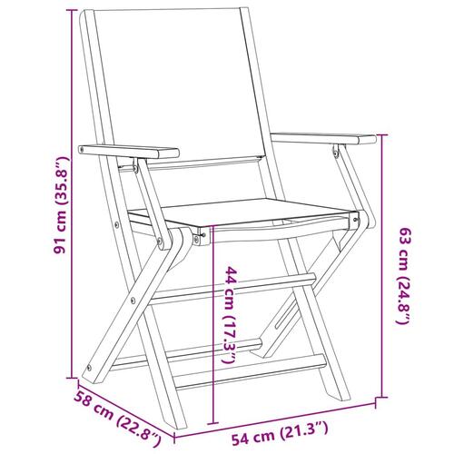 Foldbare havestole 8 stk. stof og massivt træ antracit