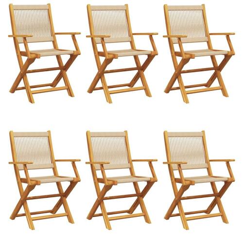 Foldbare havestole 6 stk. massivt akacietræ beige
