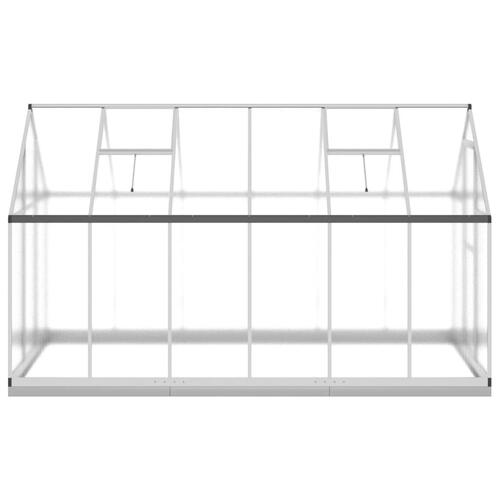 Drivhus med fundamentramme 334x169x202 cm aluminium sølvfarvet