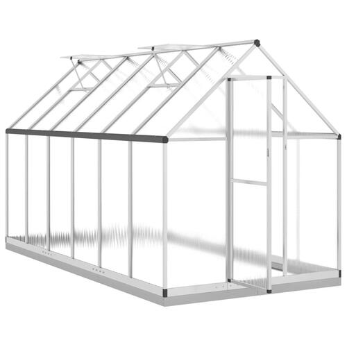 Drivhus med fundamentramme 334x169x202 cm aluminium sølvfarvet