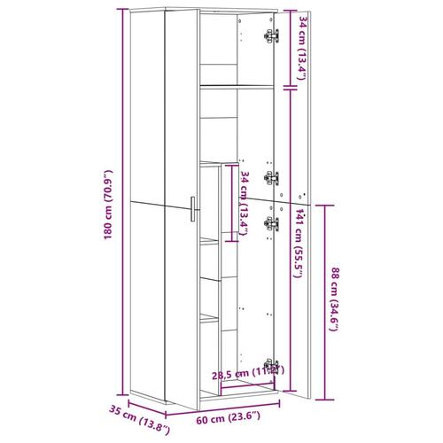 Højskab 60x35x180 cm konstrueret træ sonoma-eg