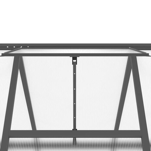 Drivhus med fundamentramme 445x169x195 cm aluminium antracitgrå