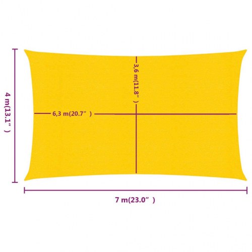 Solsejl 4 × 7 m rektangulært - HDPE 160 g/m², gul
