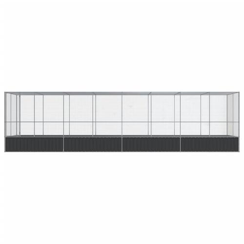 Voliere med udvidelse 832x207x212 cm stål sølvfarvet