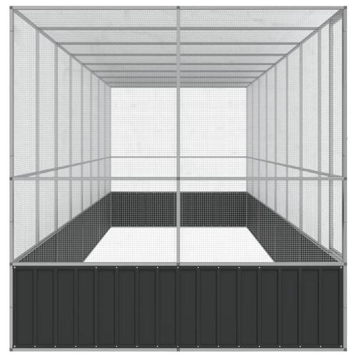 Voliere med udvidelse 832x207x212 cm stål sølvfarvet