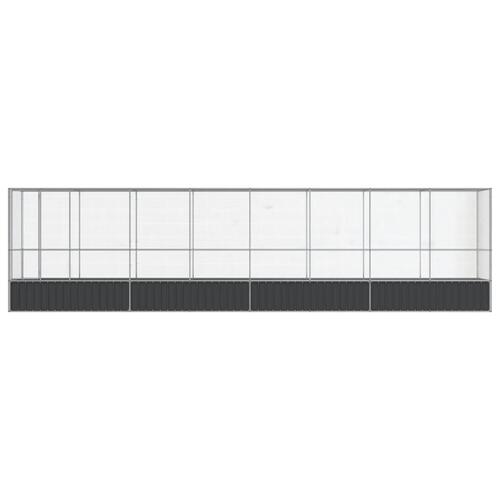 Voliere med udvidelse 834,5x107x212 cm stål sølvfarvet