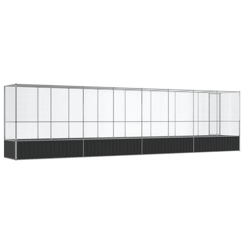 Voliere med udvidelse 834,5x107x212 cm stål sølvfarvet