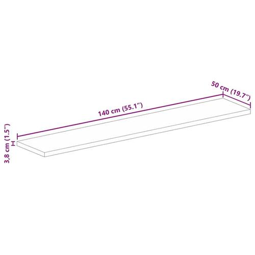 Bordplade 140x50x3,8 cm rektangulær massivt genbrugstræ