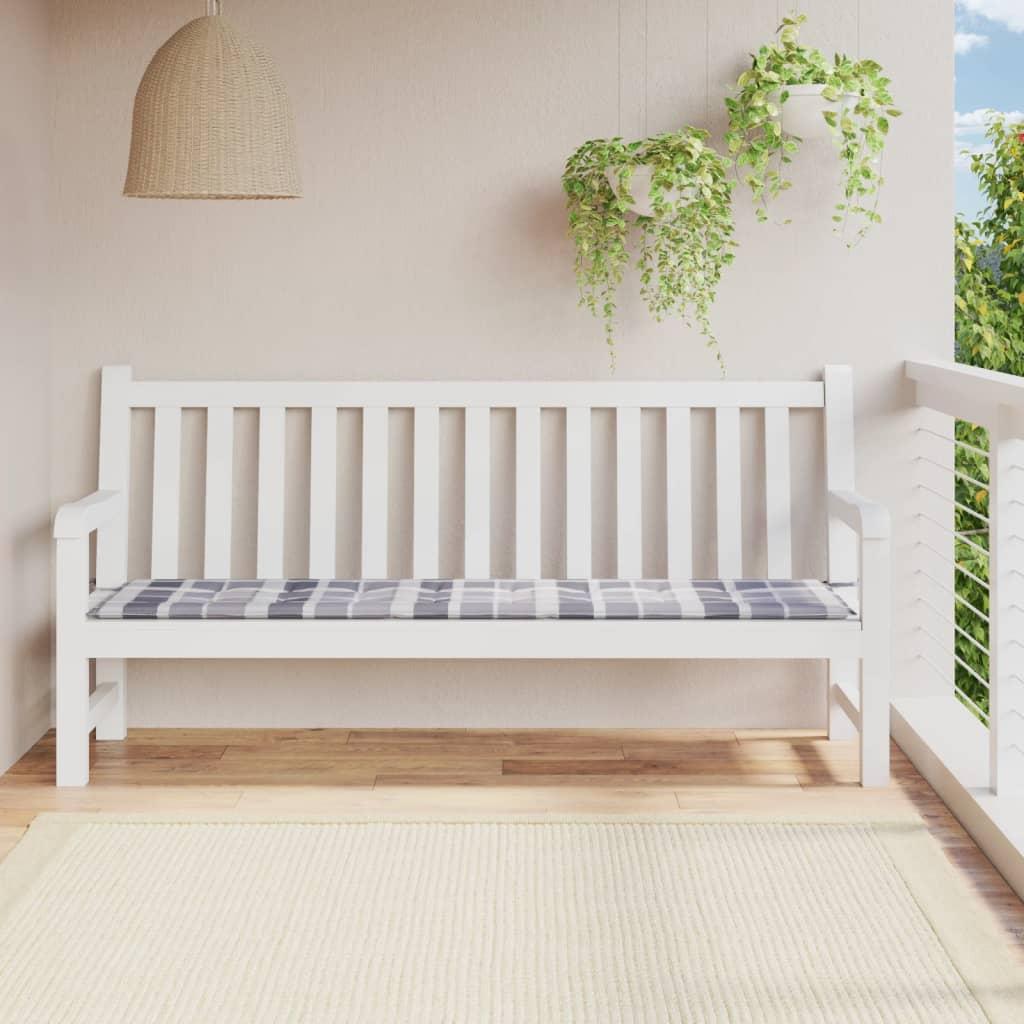 Hynde til havebænk 200x50x4 cm oxfordstof ternet grå