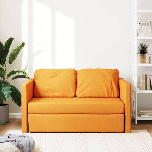 2-i-1 sovesofa 112x174x55 cm stof mørkegul