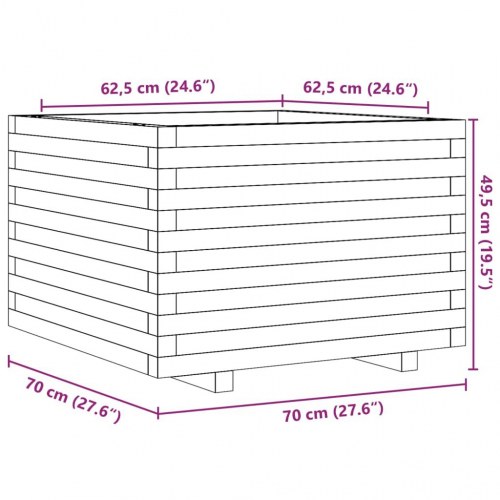 Plantekasse 70x70x49,5 cm imprægneret fyrretræ