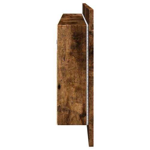 Badeværelsesskab m. spejl og LED-lys 100x12x45 cm røget eg